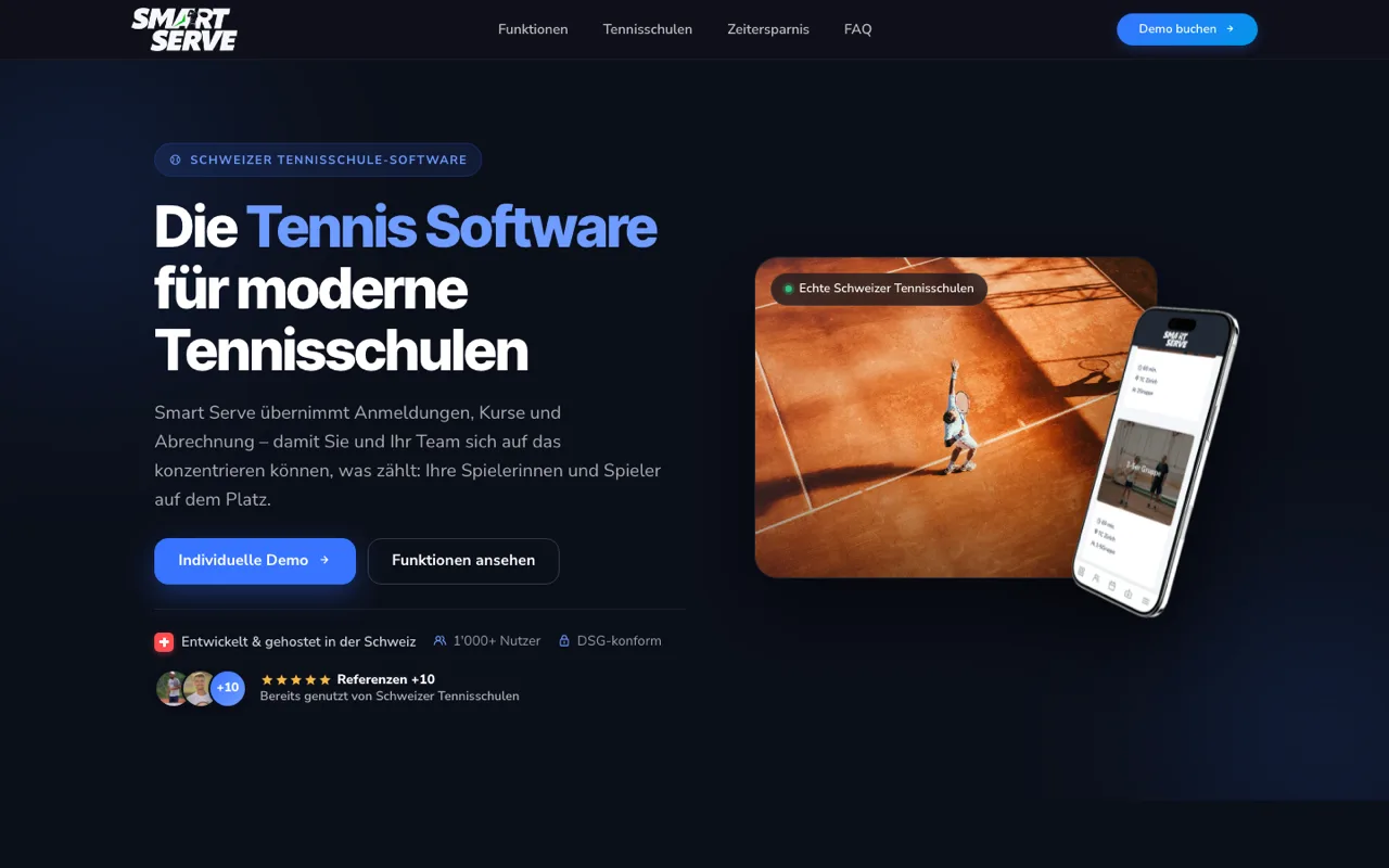 SmartServe — SaaS für Schweizer Tennisschulen