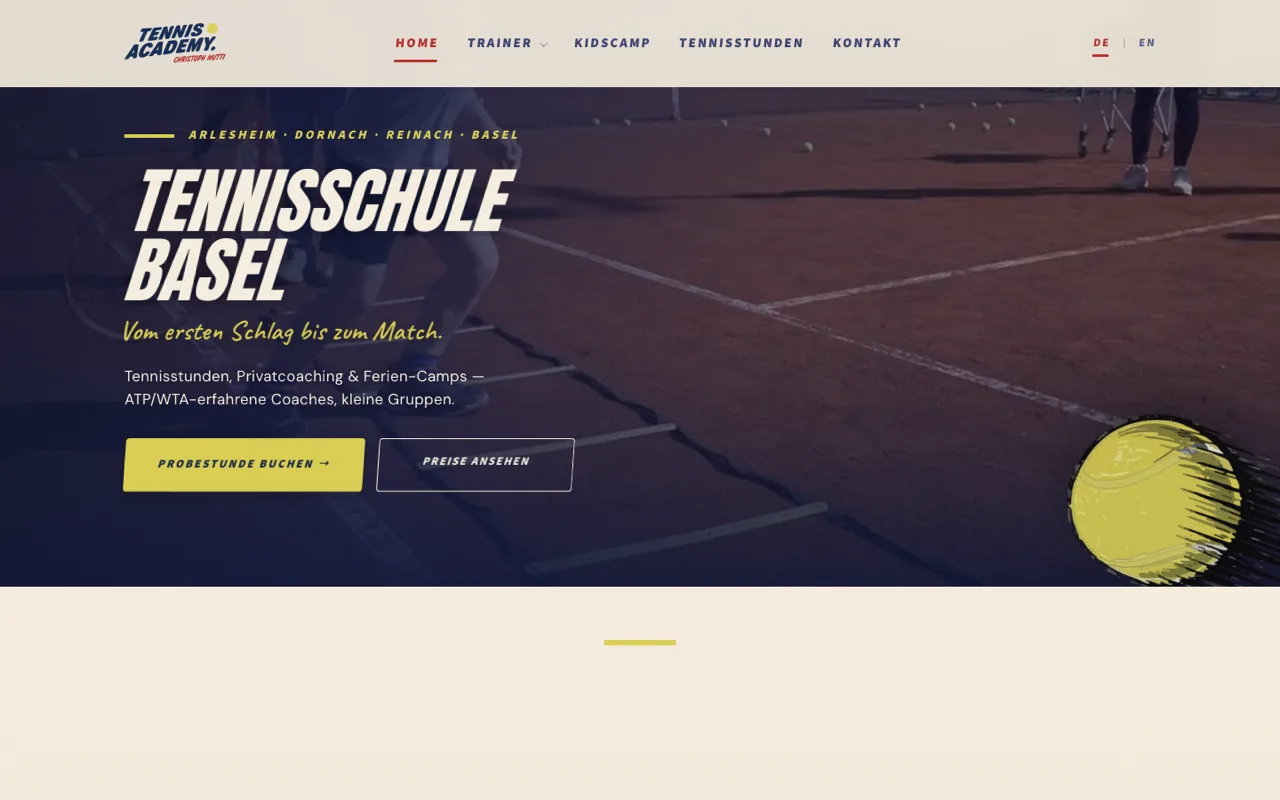 Tennis Academy Christoph Mutti — SEO und Design-Refresh